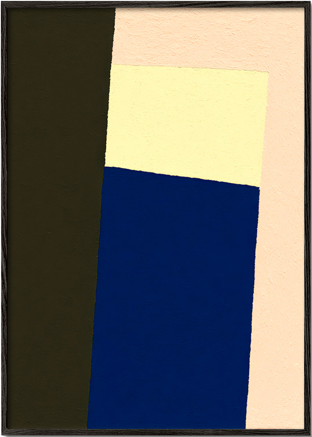 Tableau géométrique avec bloc bleu vertical