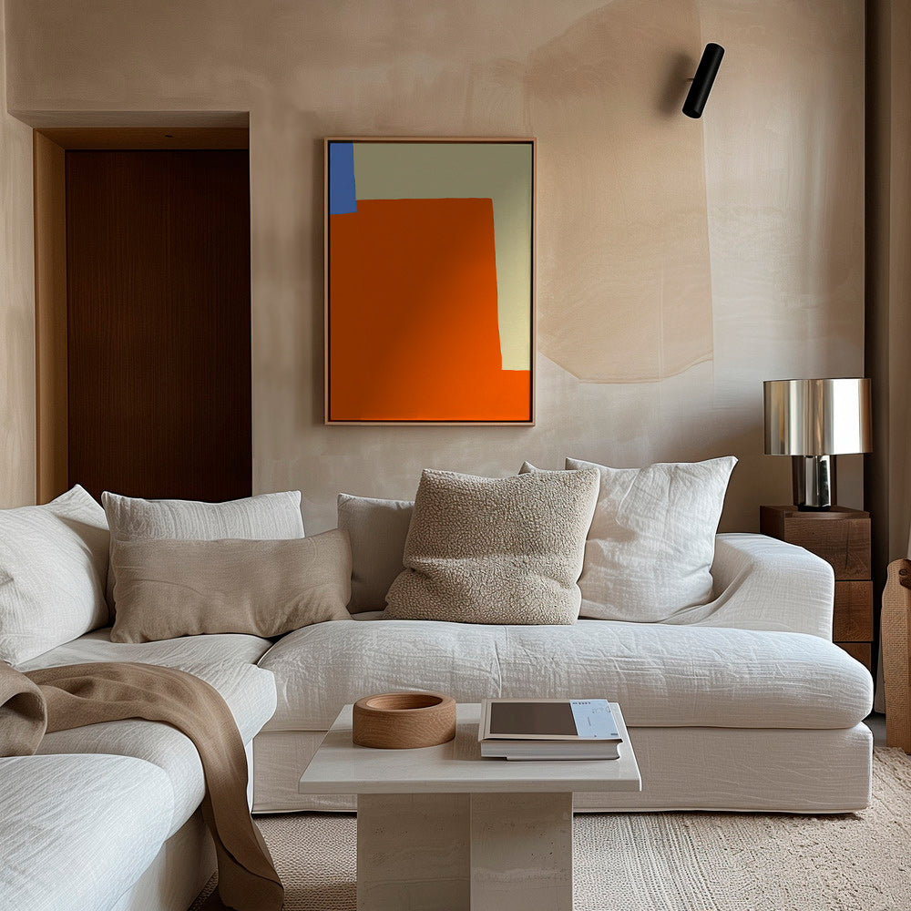 Tableau abstrait aux blocs orange