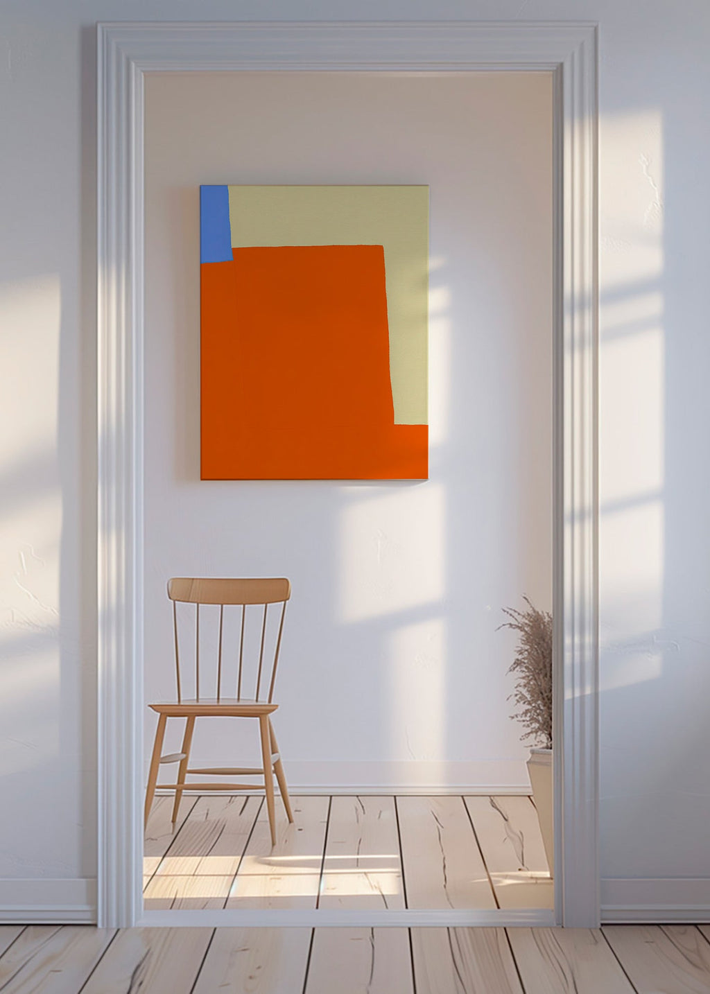 Tableau abstrait aux blocs orange