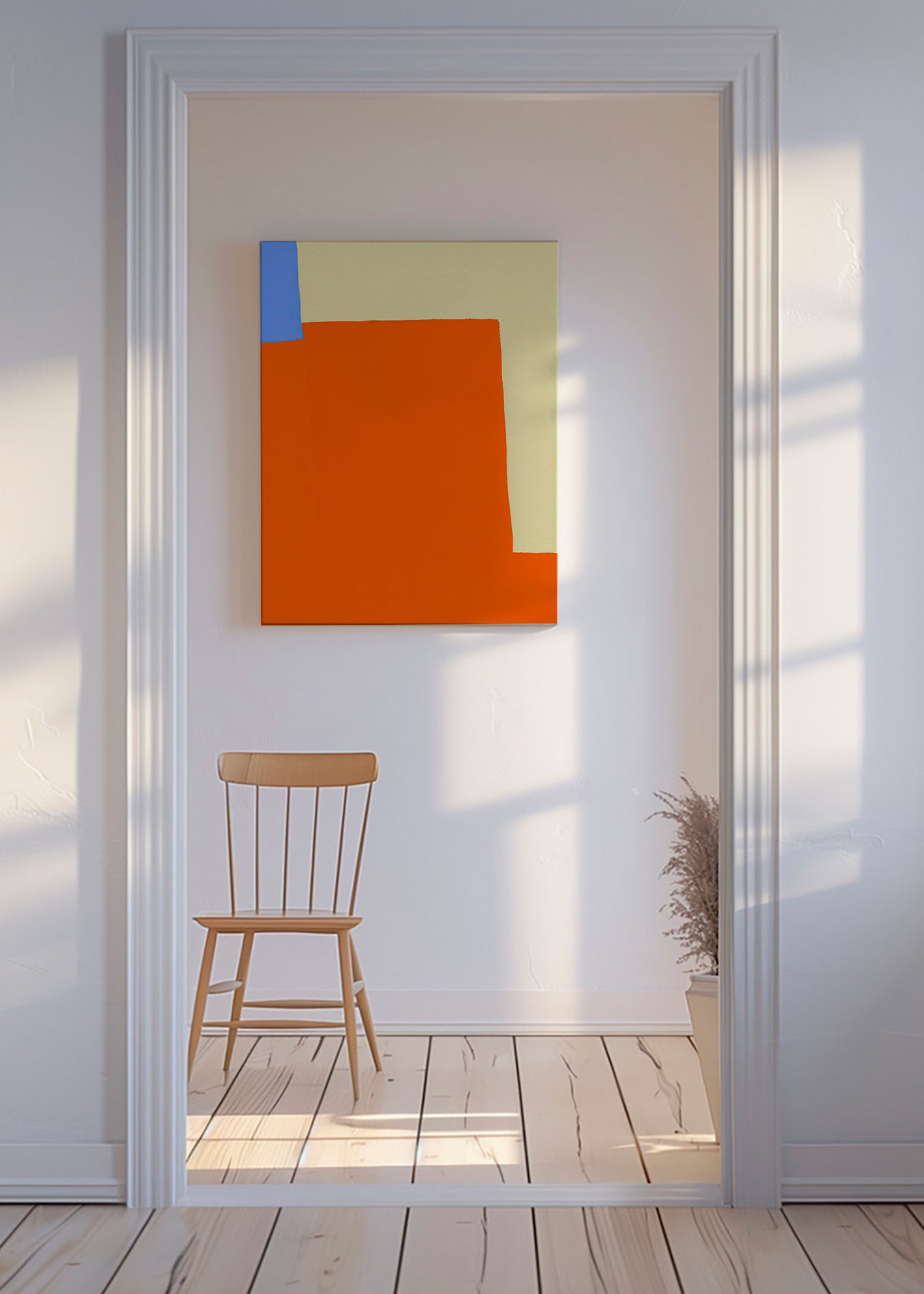 Tableau abstrait aux blocs orange