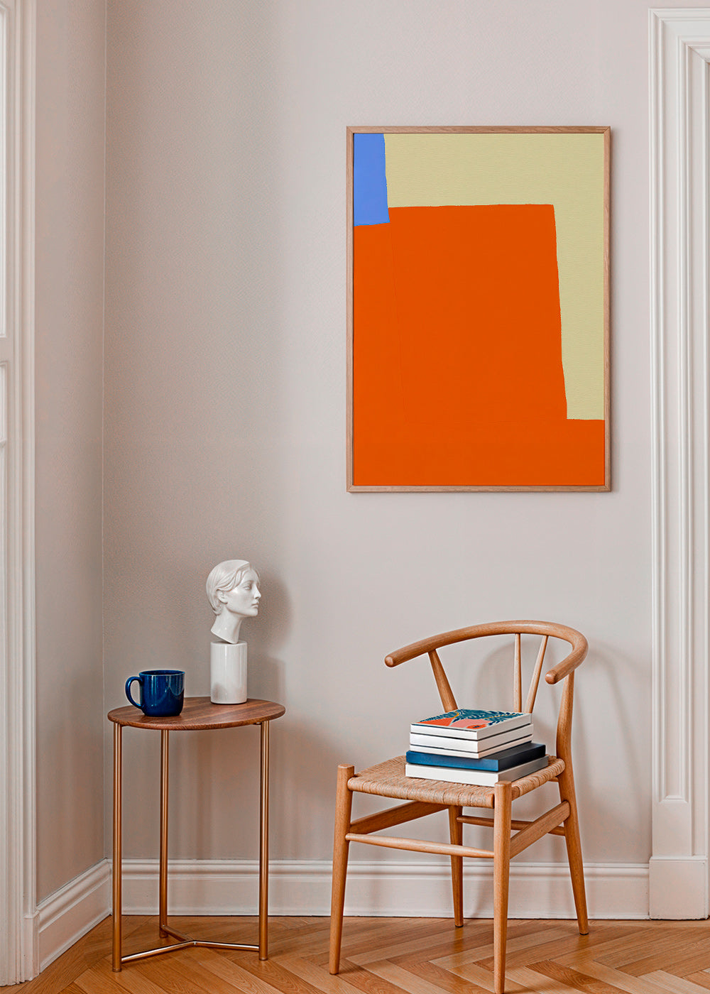 Tableau abstrait aux blocs orange