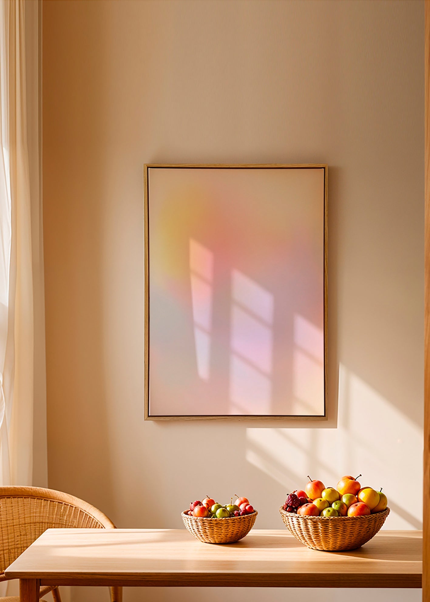 Oeuvre abstraite pastel aux dégradés doux