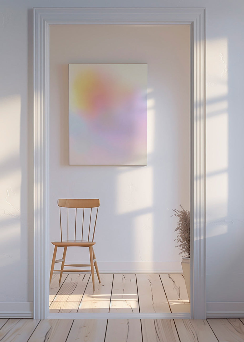 Oeuvre abstraite pastel aux dégradés doux