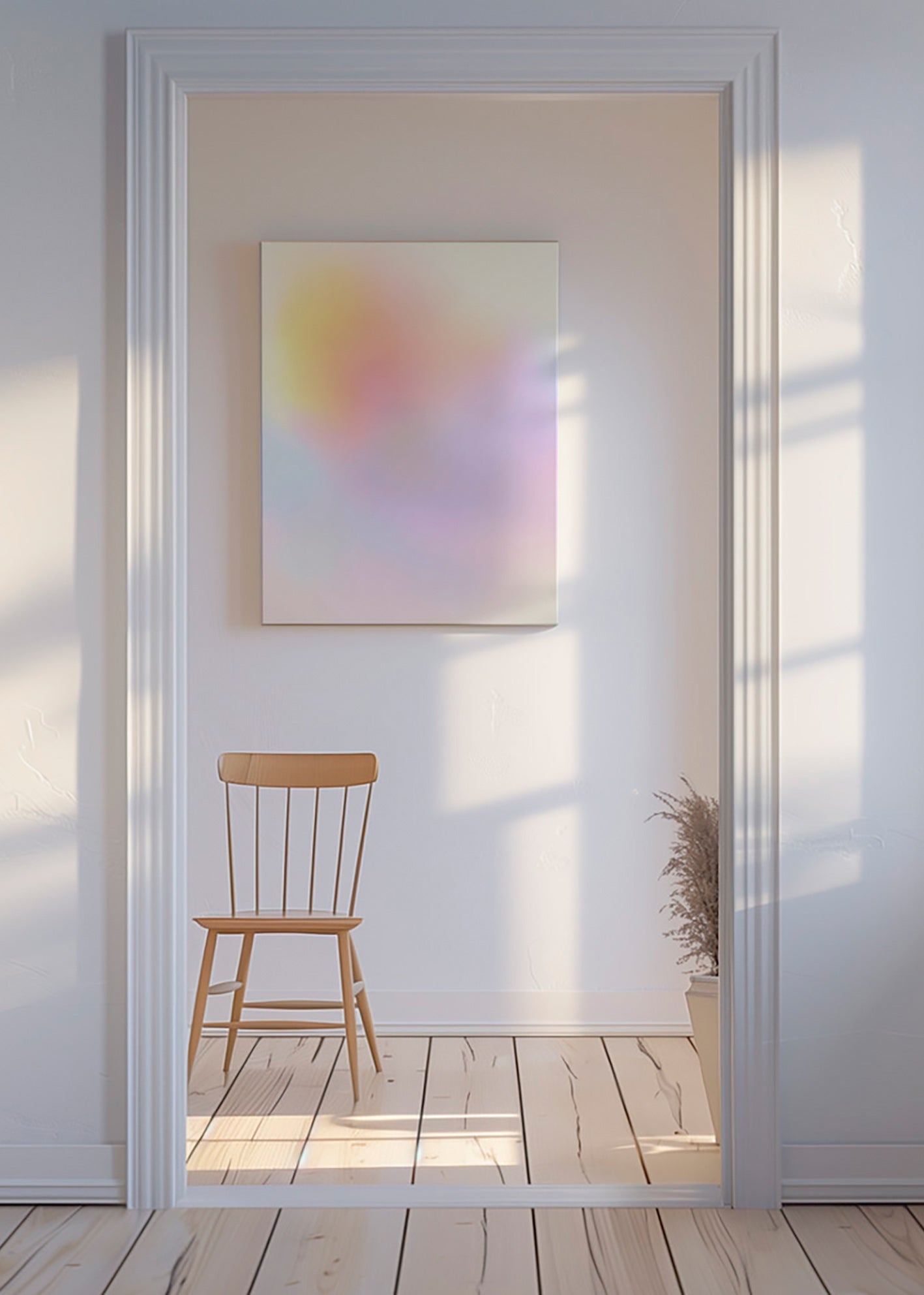 Oeuvre abstraite pastel aux dégradés doux
