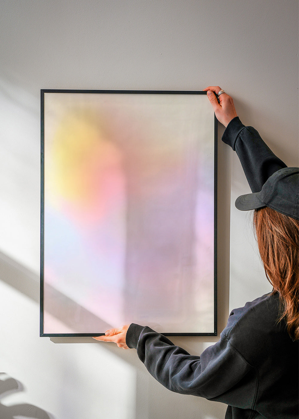 Oeuvre abstraite pastel aux dégradés doux