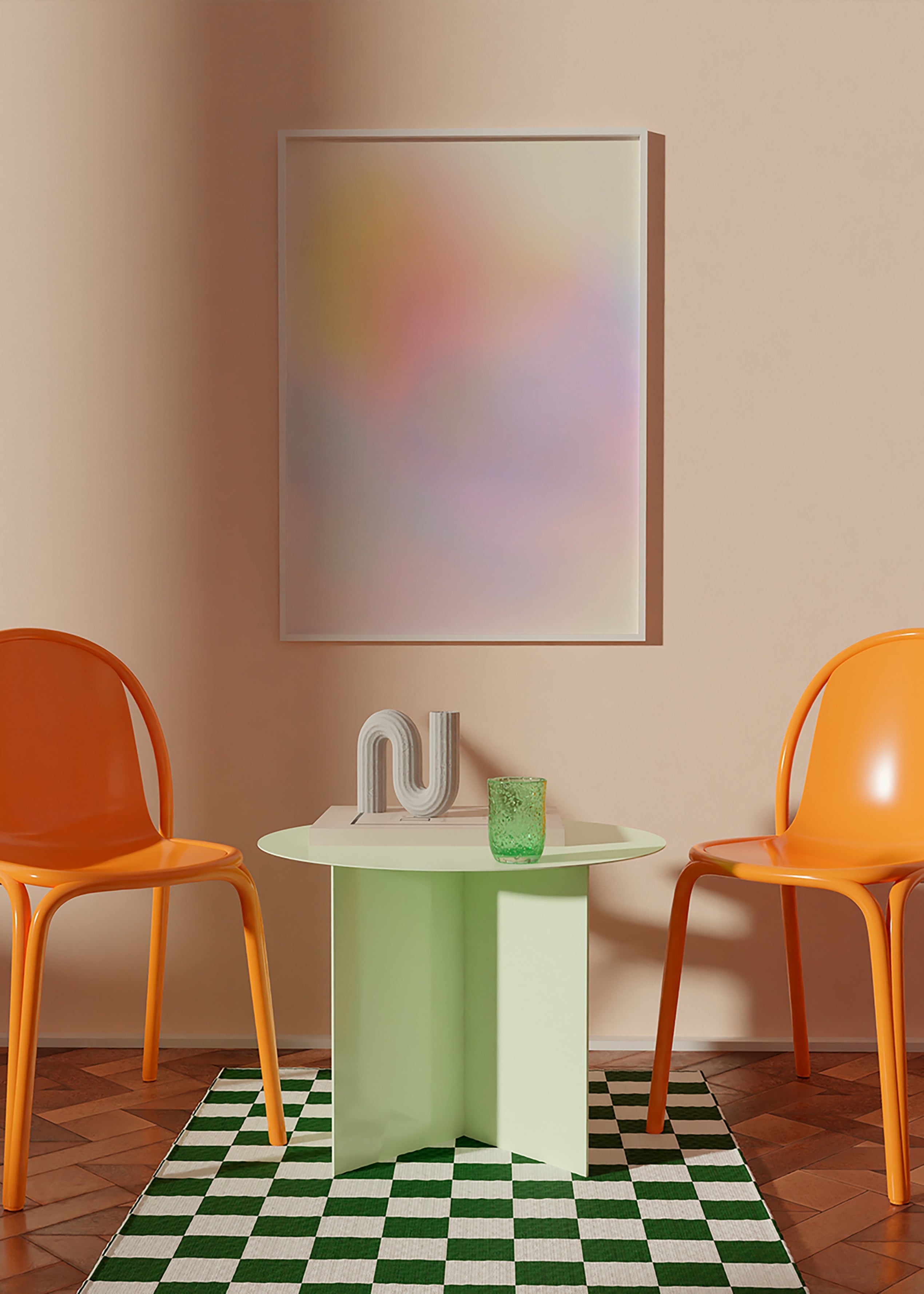 Oeuvre abstraite pastel aux dégradés doux