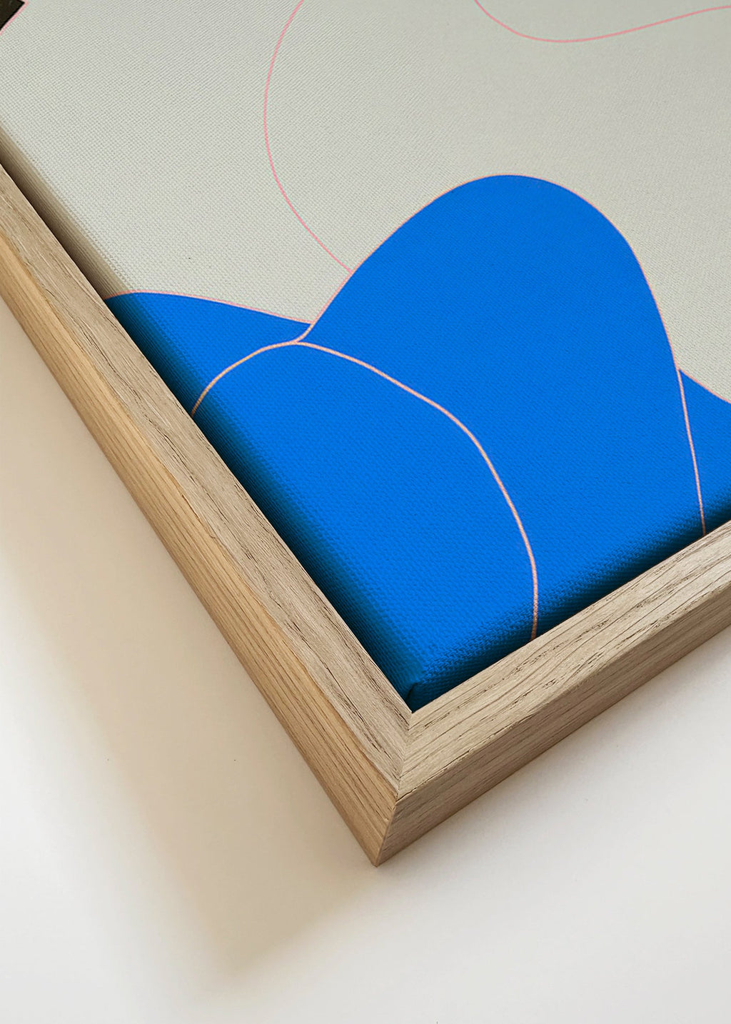 Tableau abstrait aux formes organiques bleu et blanc