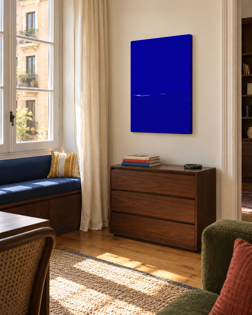 Infinite Blue - Unframed canvas in an interior