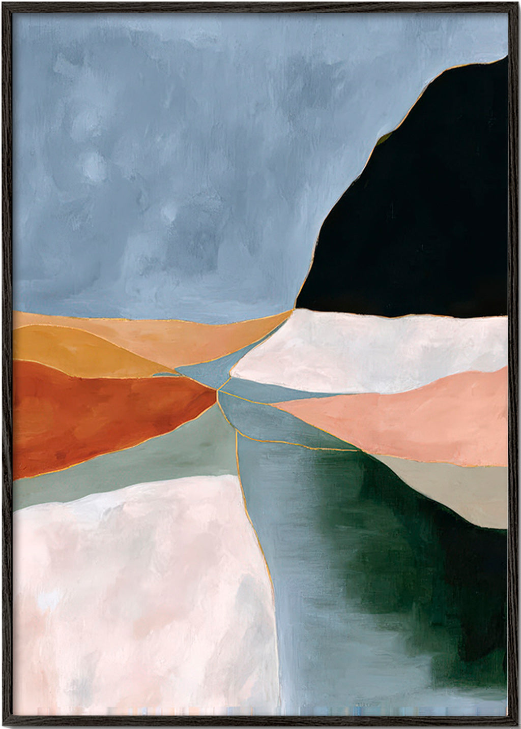 Art de paysage: vallée et rivière en tonalités douces