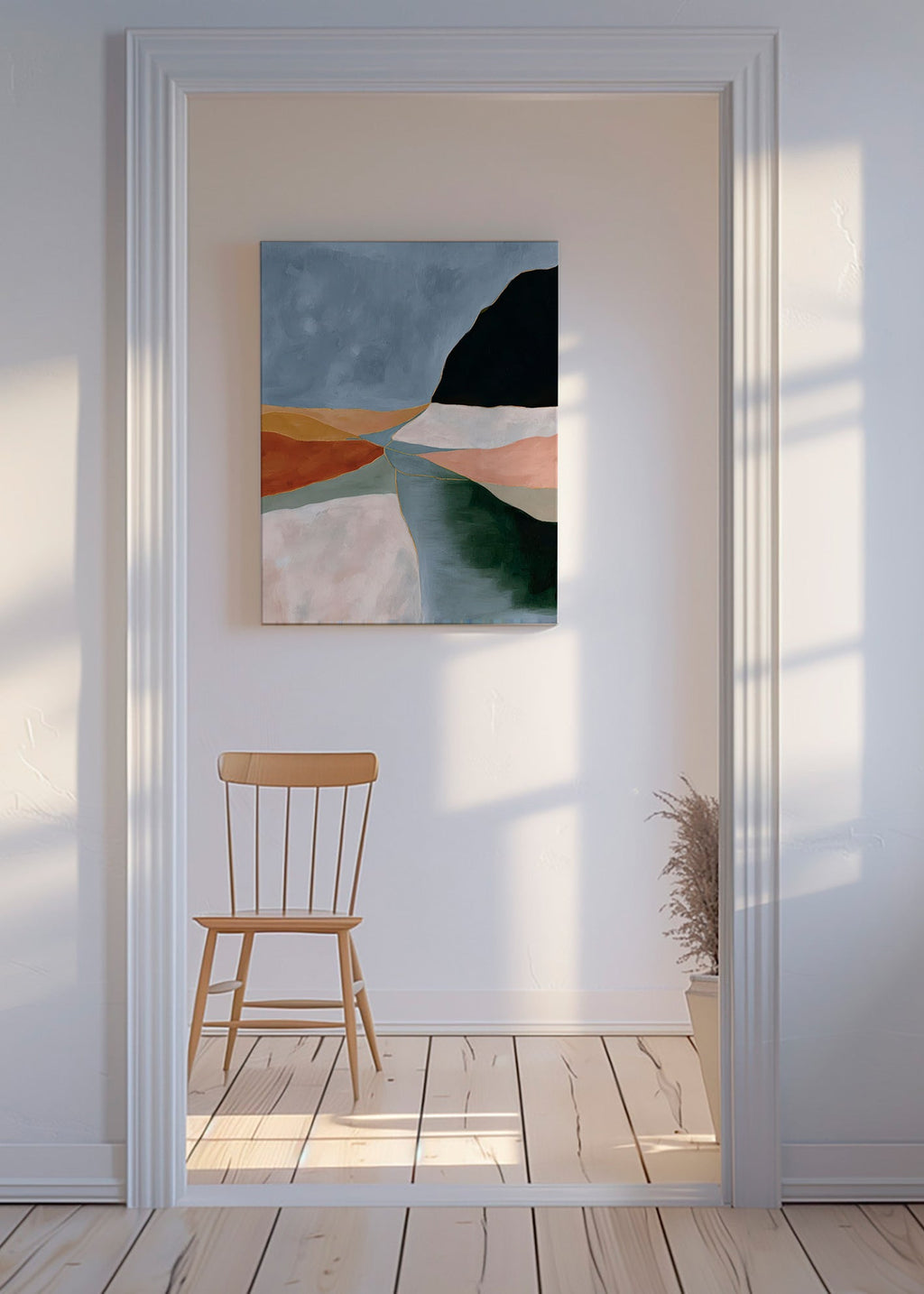 Art de paysage: vallée et rivière en tonalités douces