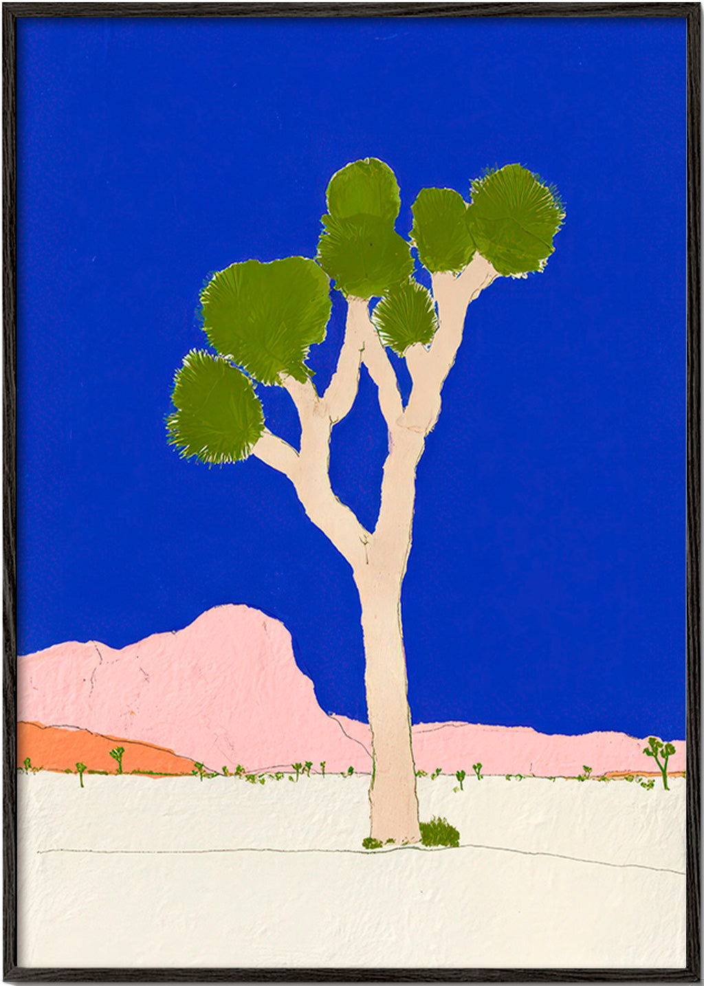 Art de paysage: arbre du désert sobre ciel bleu vif
