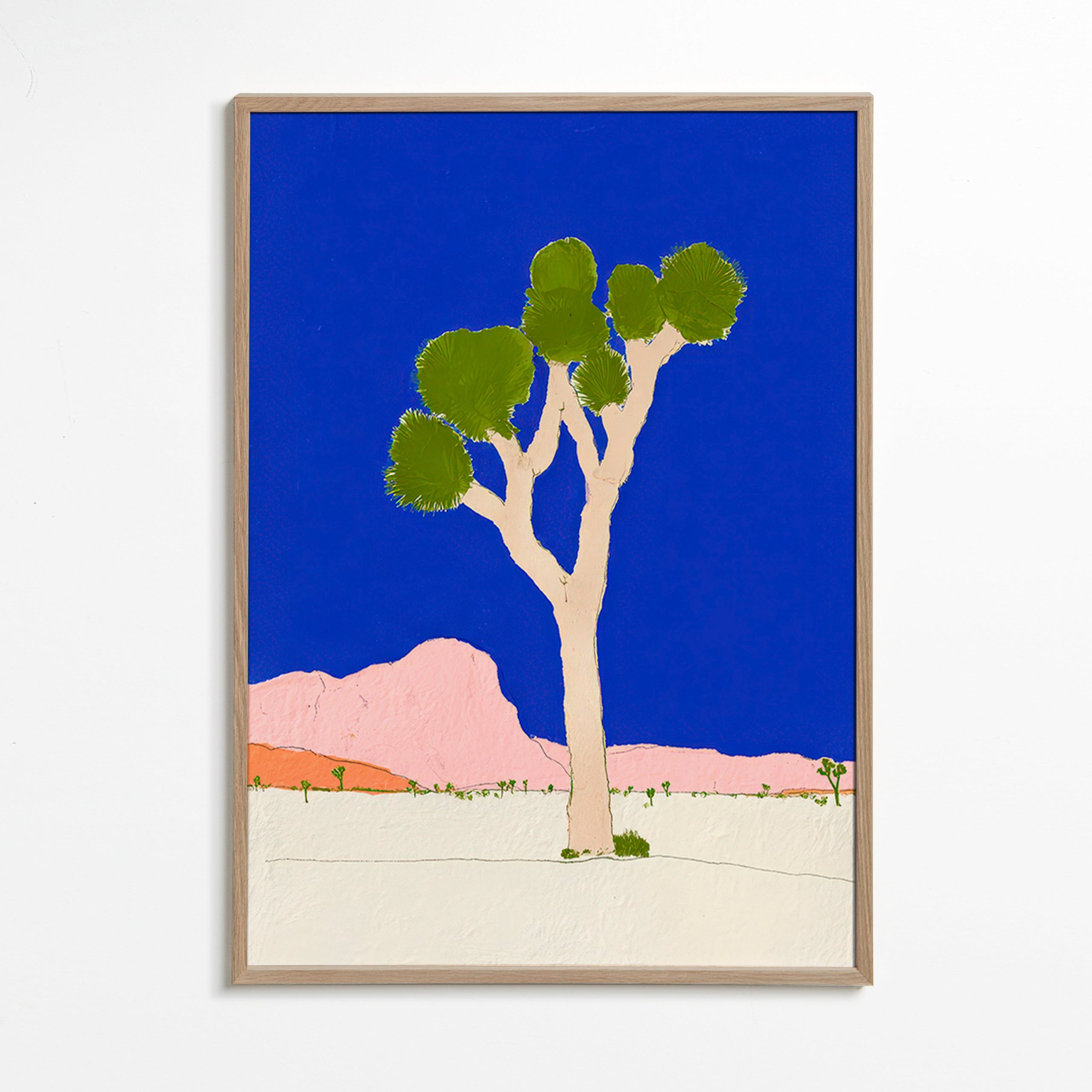 Art de paysage: arbre du désert sobre ciel bleu vif