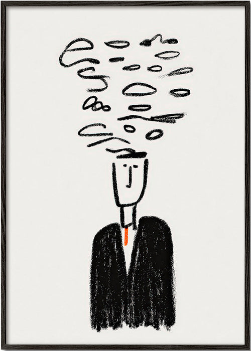 Illustration minimaliste d'une silhouette et fumée