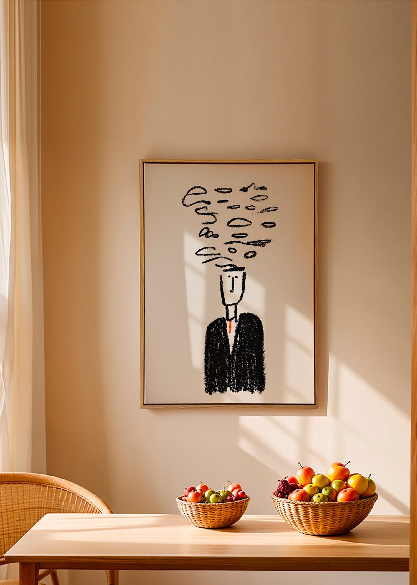 Illustration minimaliste d'une silhouette et fumée