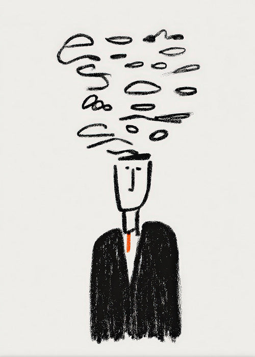 Illustration minimaliste d'une silhouette et fumée