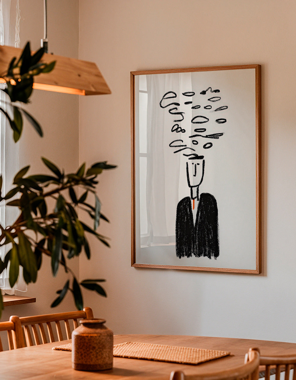 Illustration minimaliste d'une silhouette et fumée