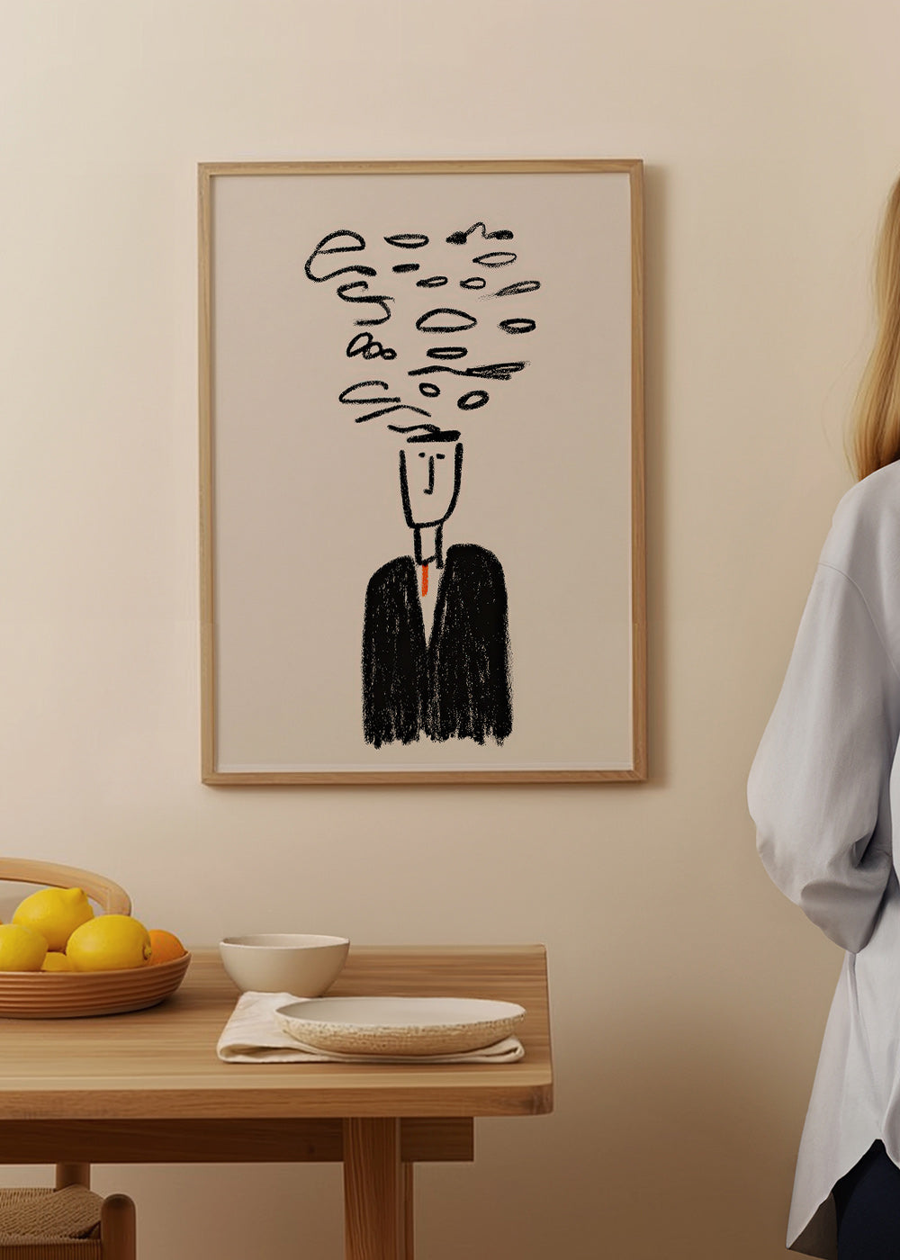 Illustration minimaliste d'une silhouette et fumée