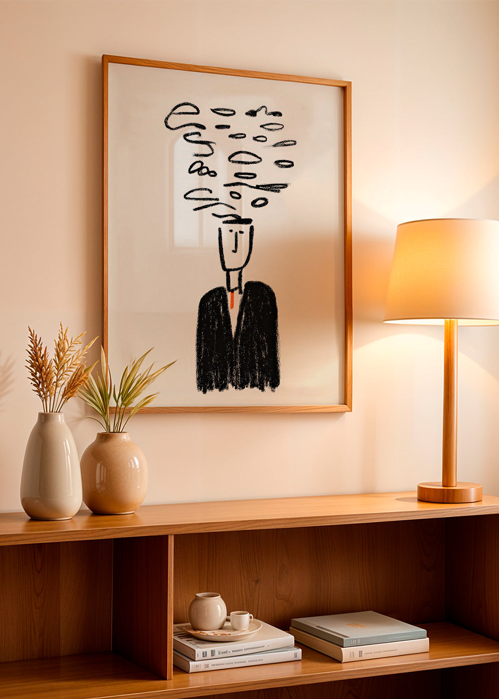 Illustration minimaliste d'une silhouette et fumée