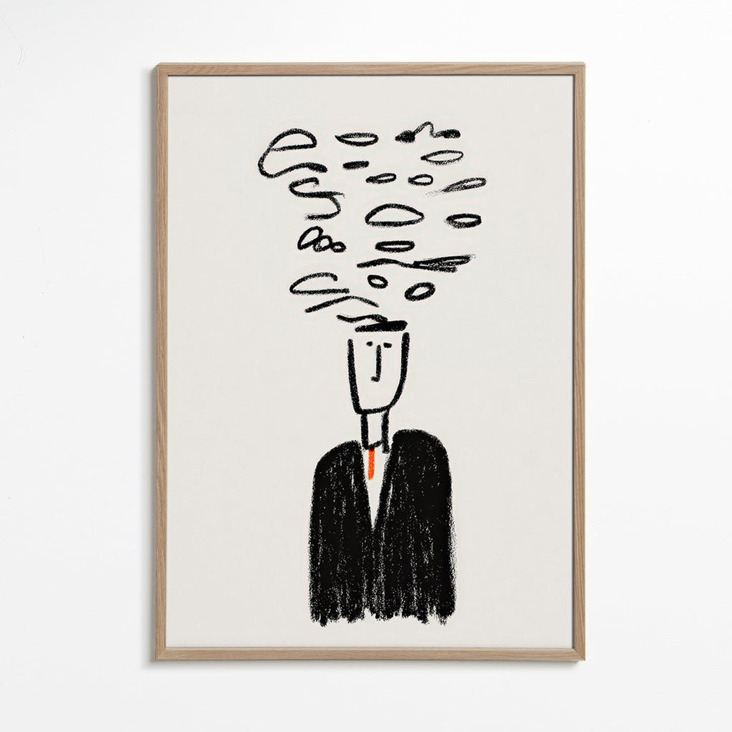 Illustration minimaliste d'une silhouette et fumée