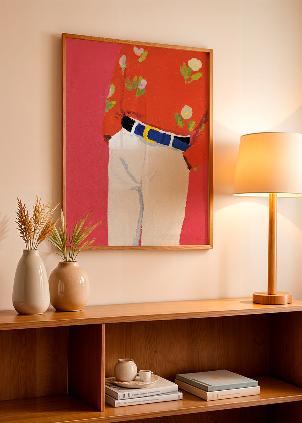 Illustration buste avec chemise fleurie sur fond rose