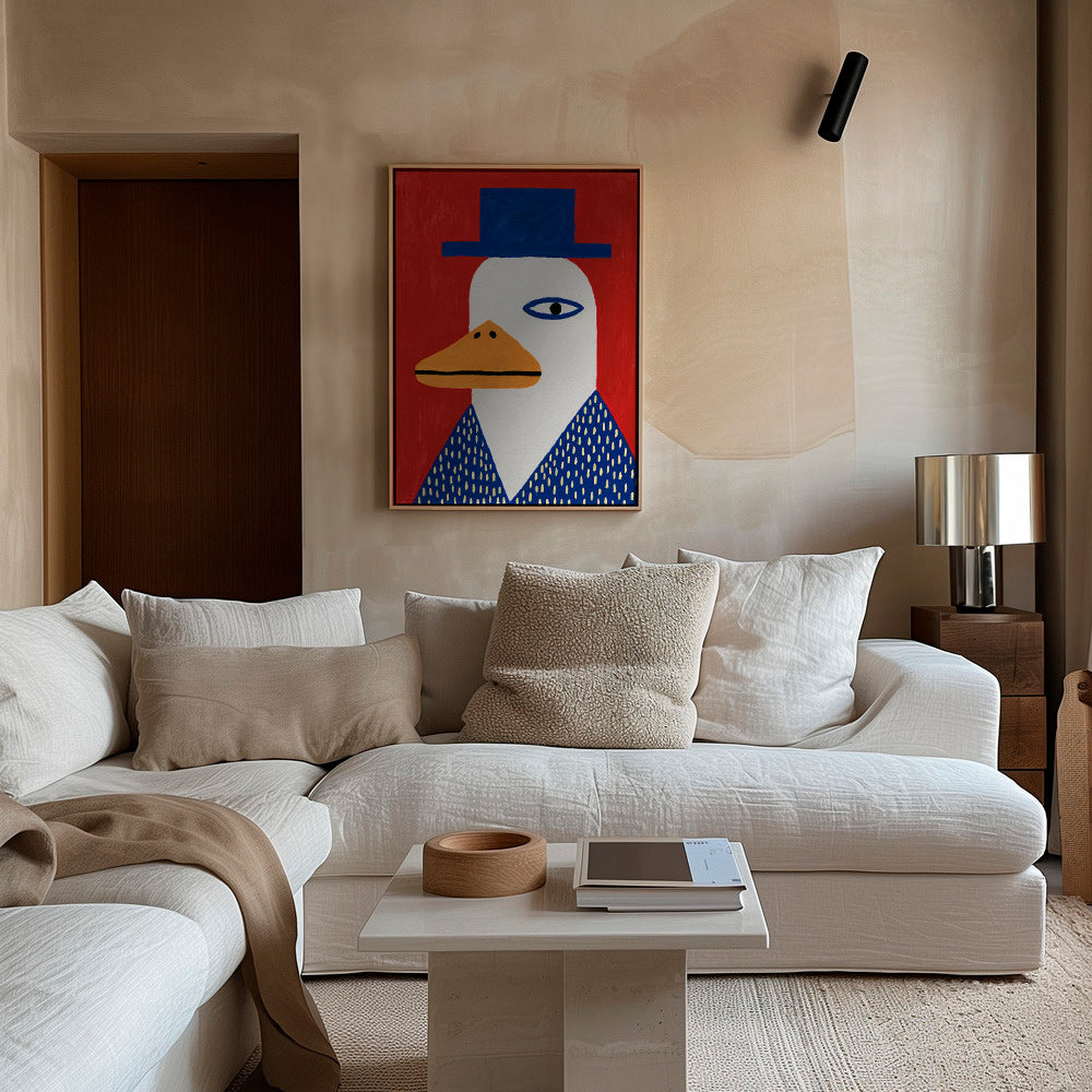 Canard en chapeau bleu