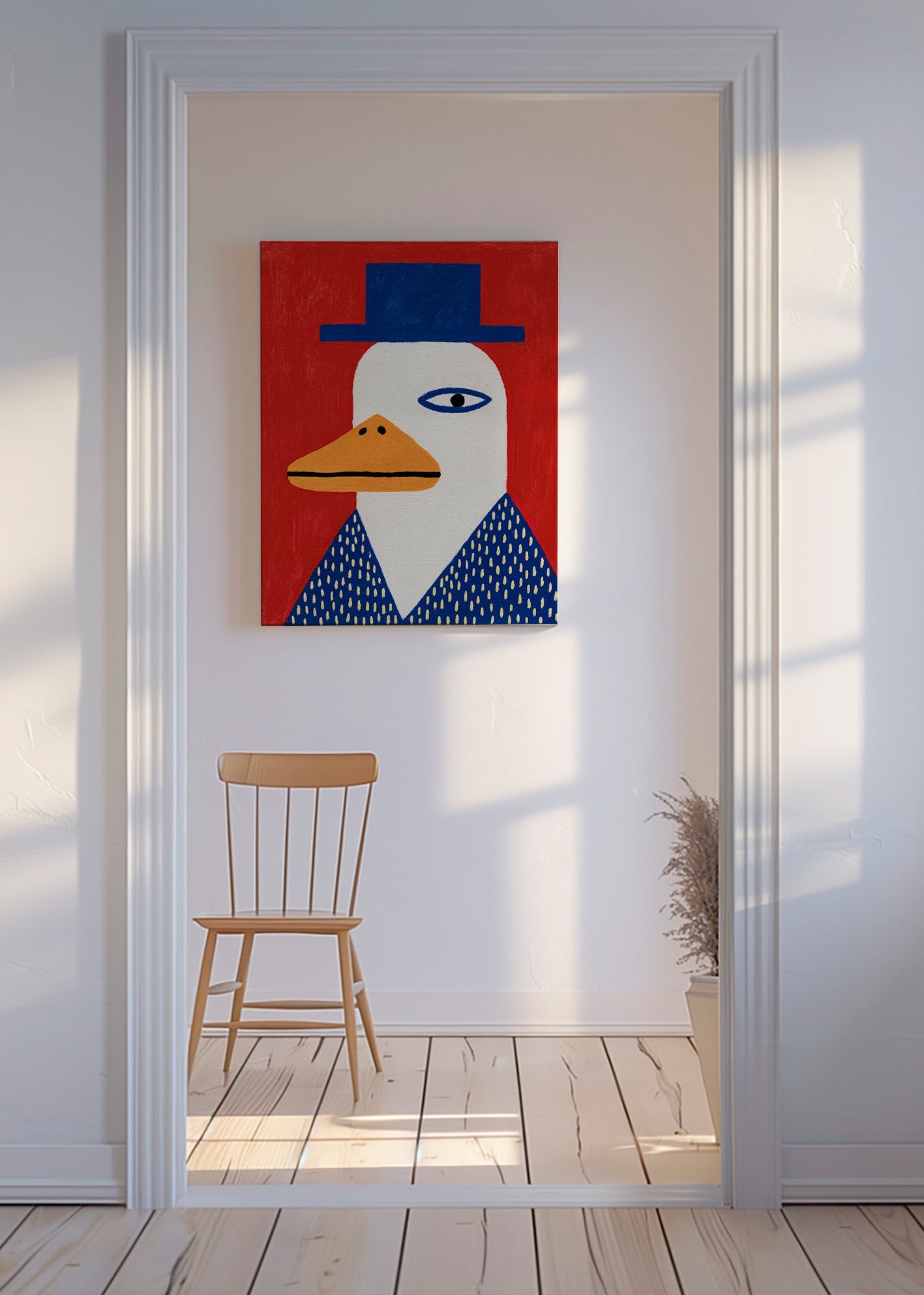 Canard en chapeau bleu