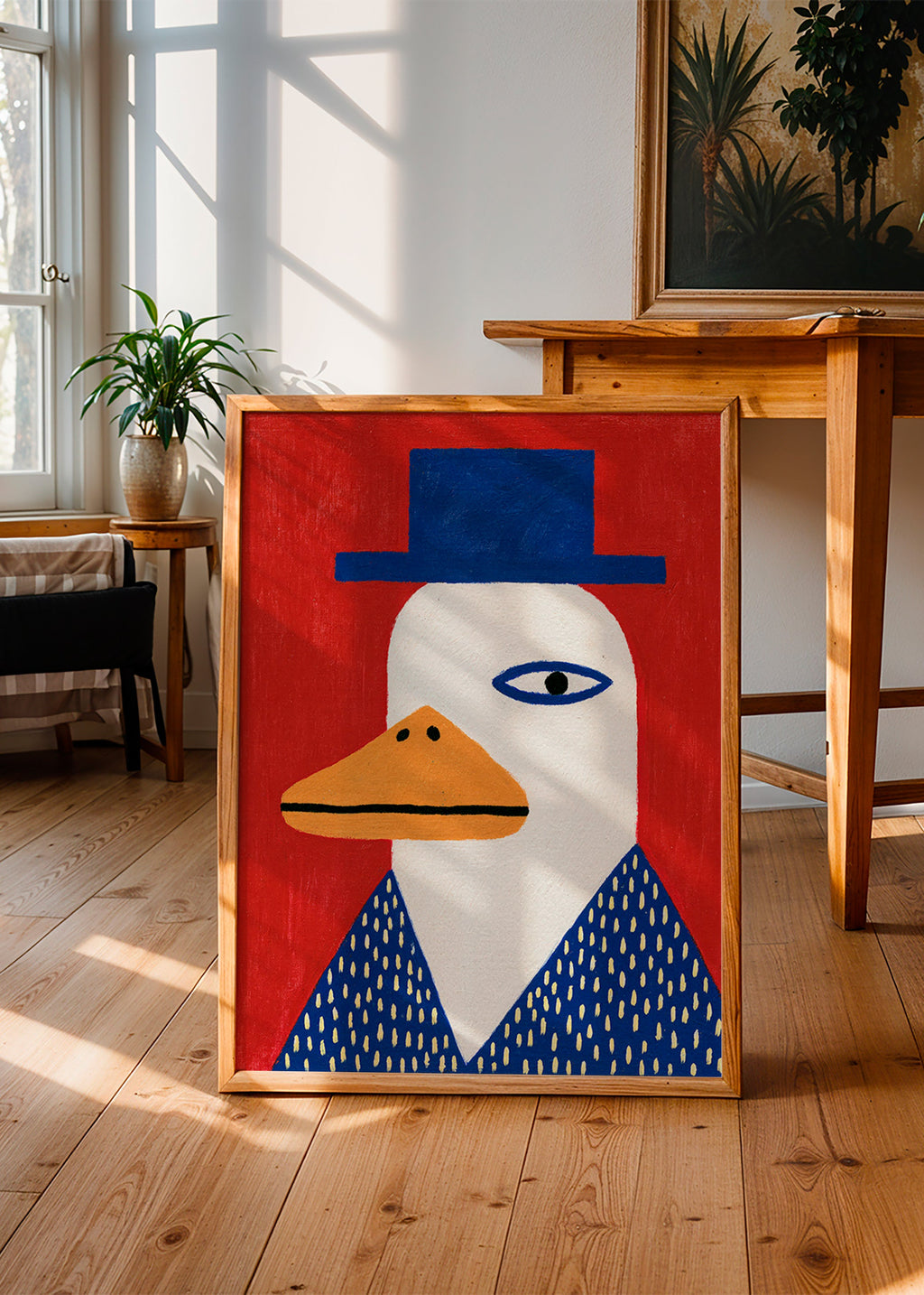 Canard en chapeau bleu