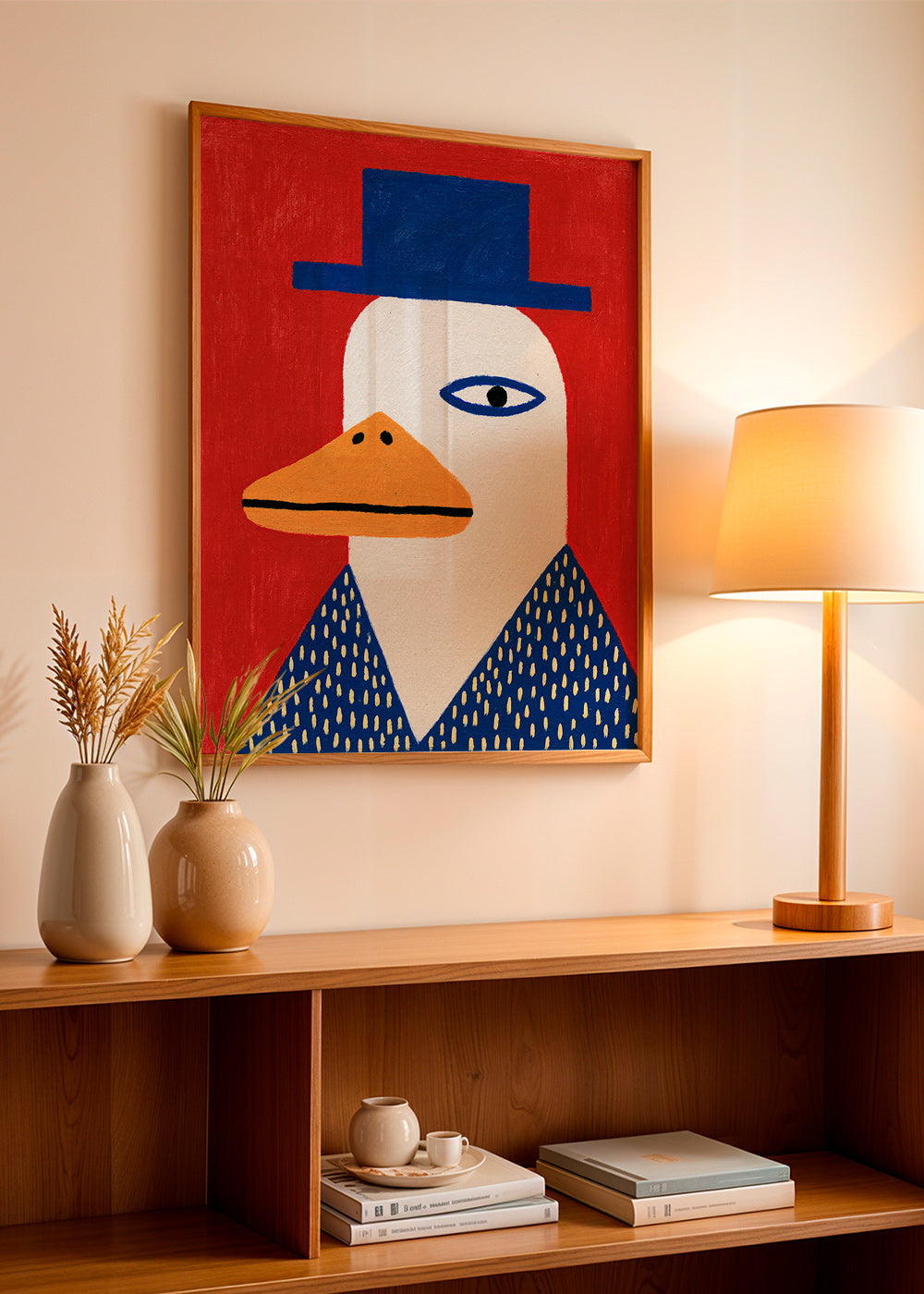 Canard en chapeau bleu