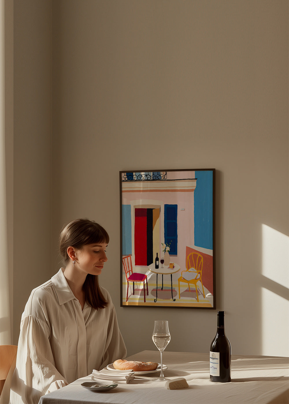 Art de cuisine: balcon italien con table et verre de vin