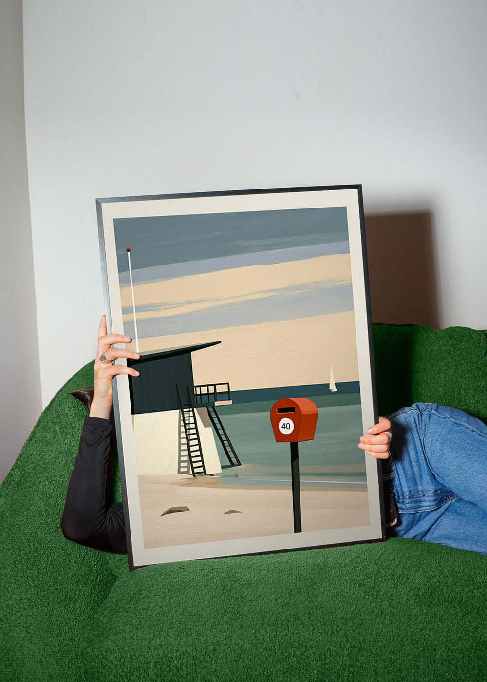 Art de paysage avec poste de surveillance et boîte rouge
