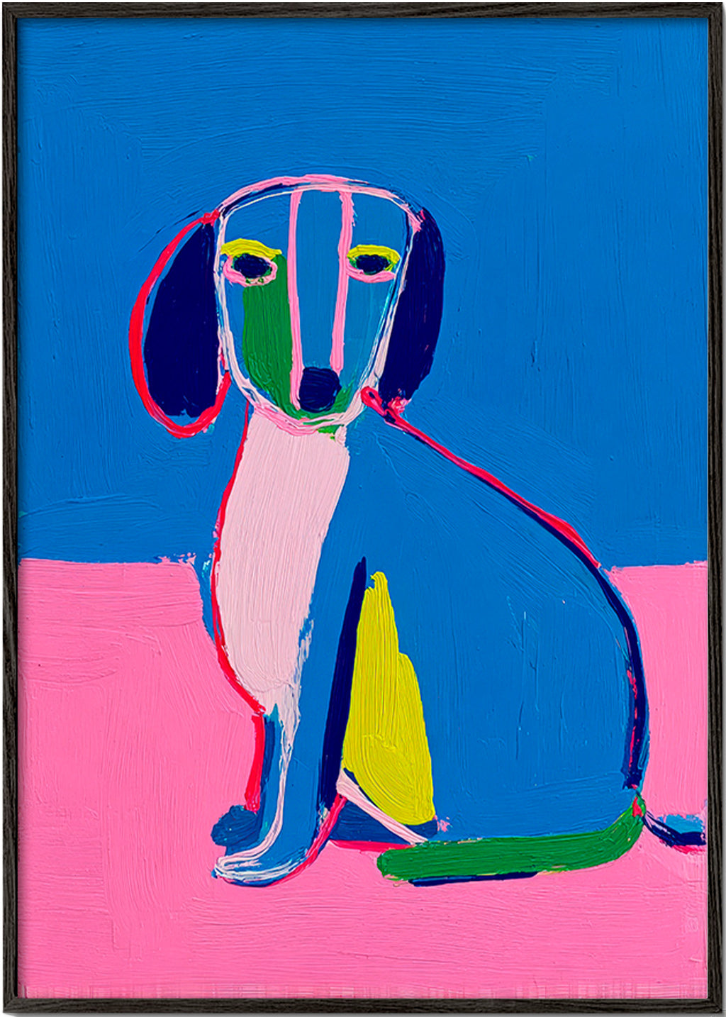 Œuvre d'art chien néon expressive
