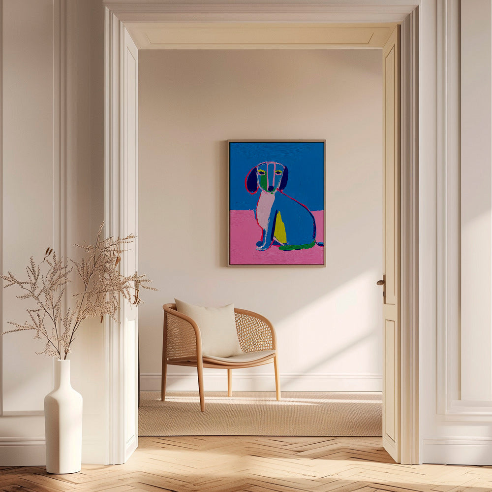 Œuvre d'art chien néon expressive