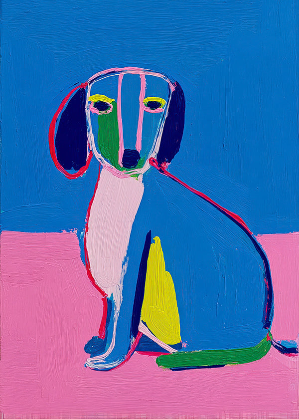 Œuvre d'art chien néon expressive