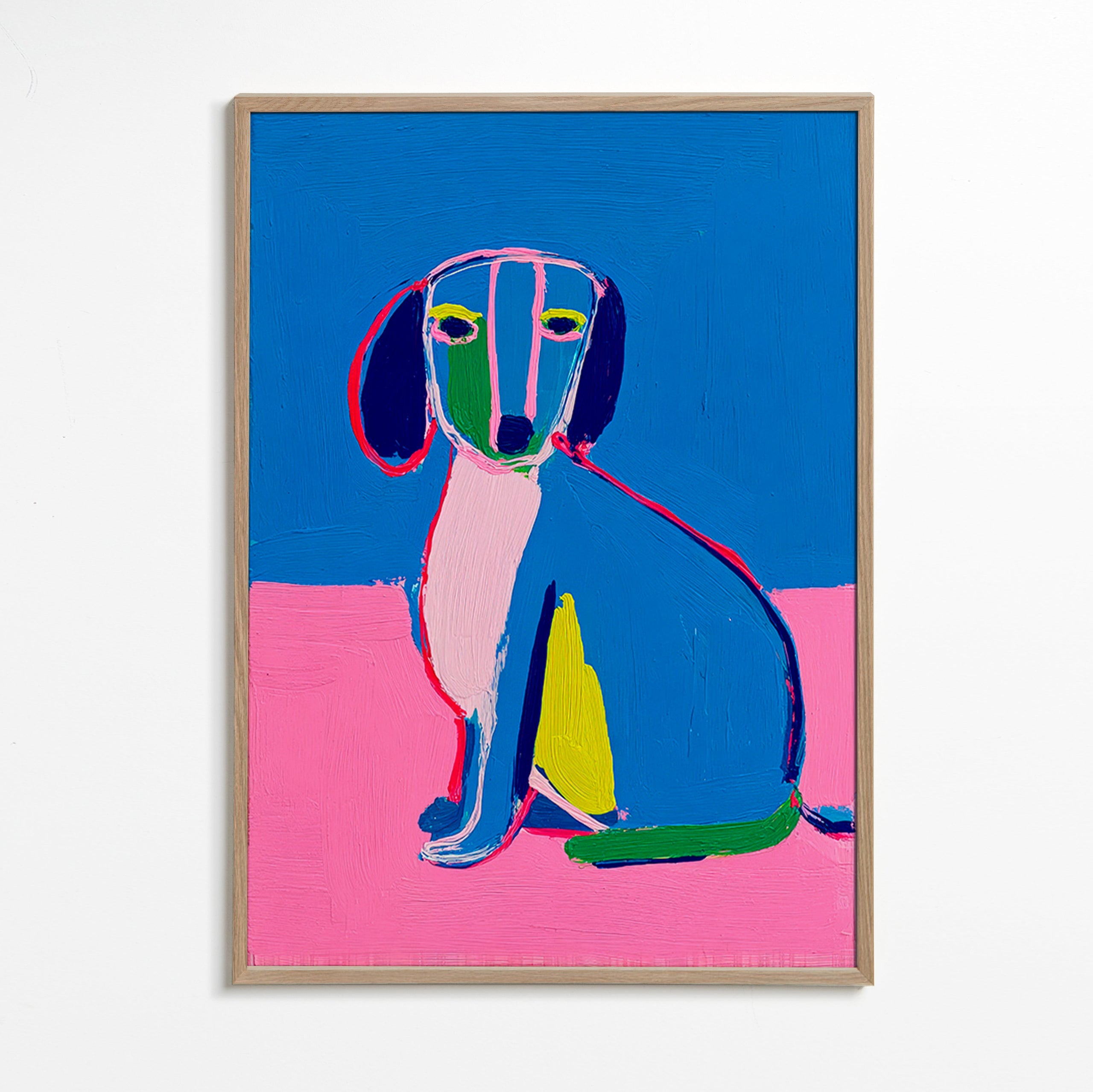 Œuvre d'art chien néon expressive