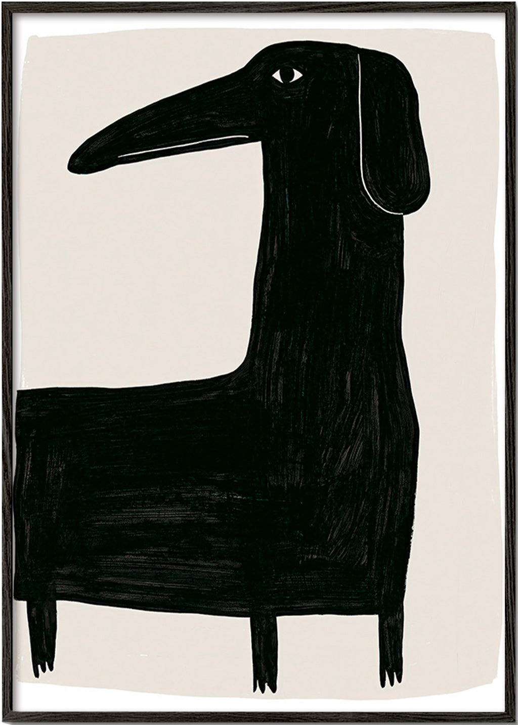 Œuvre d'art chien noir stylisé