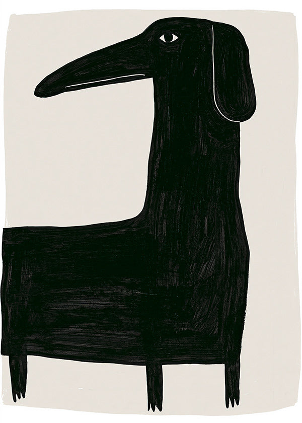 Œuvre d'art chien noir stylisé