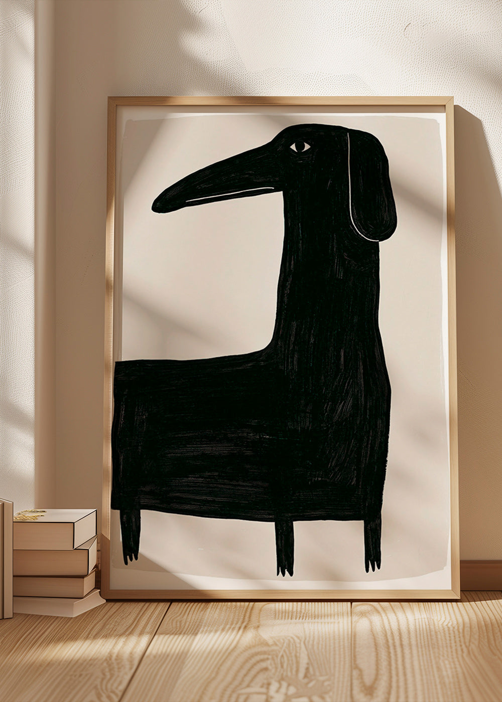 Œuvre d'art chien noir stylisé