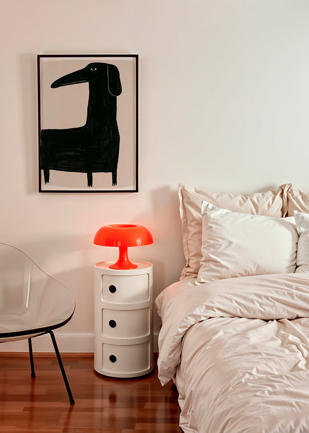 Œuvre d'art chien noir stylisé