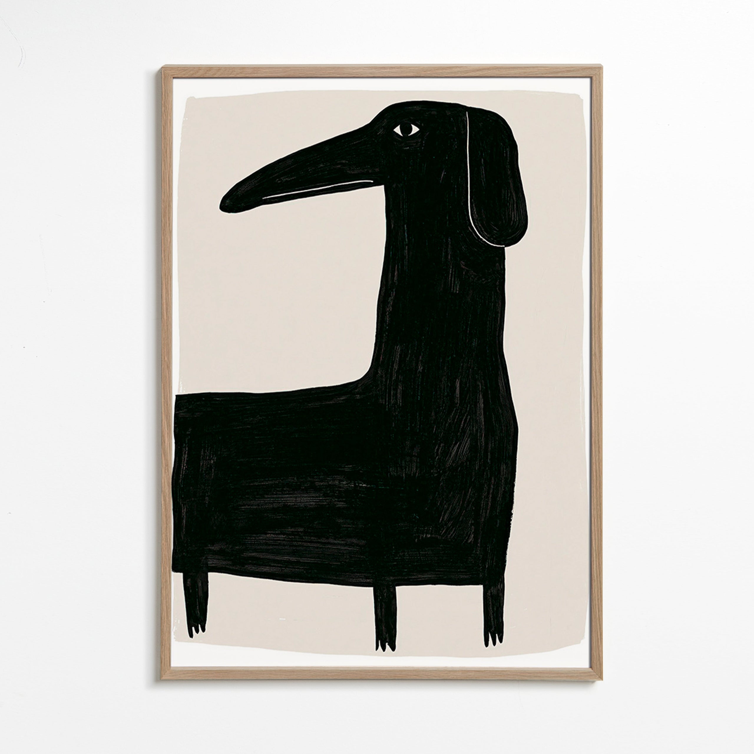 Œuvre d'art chien noir stylisé