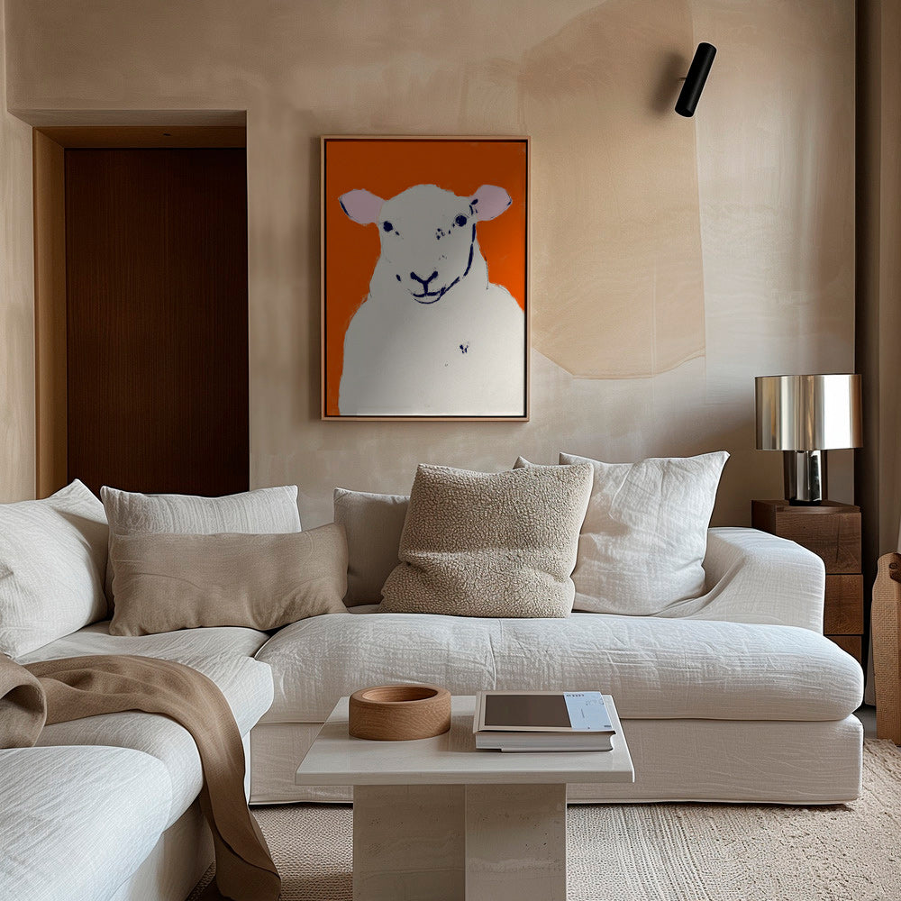 Œuvre mouton blanc minimaliste