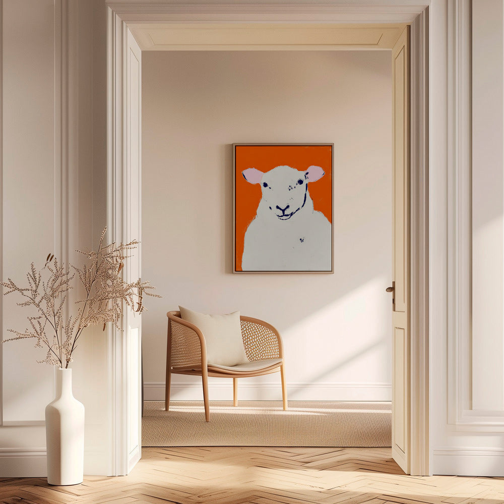 Œuvre mouton blanc minimaliste