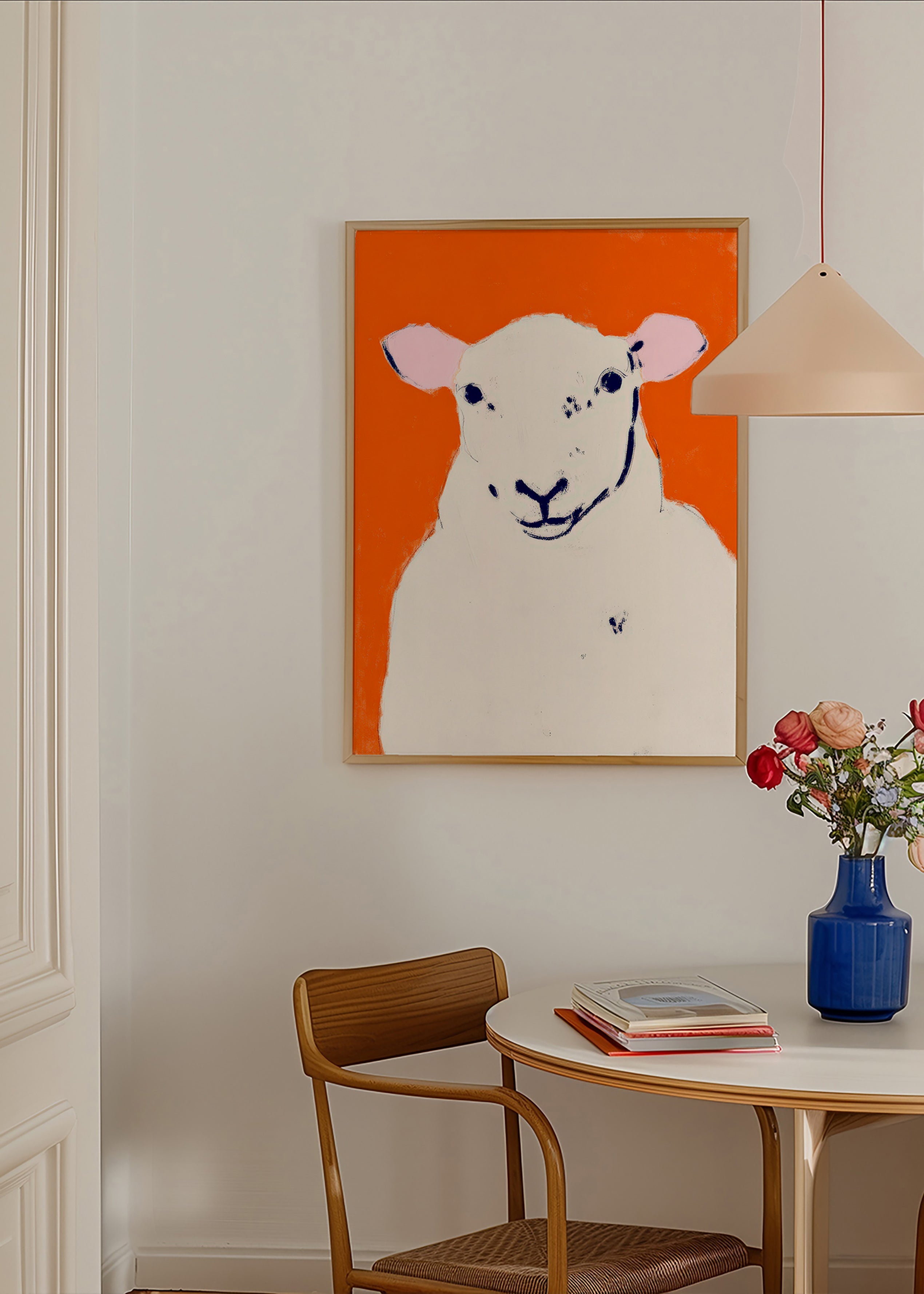 Œuvre mouton blanc minimaliste