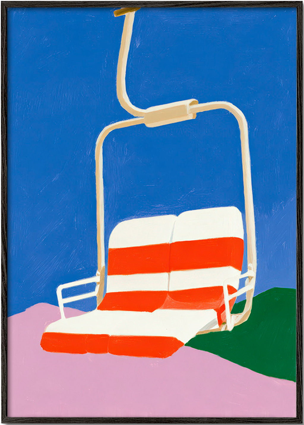 Illustration de télésiège au siège rayé