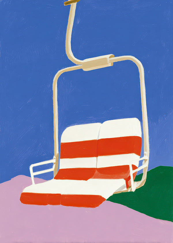 Illustration de télésiège au siège rayé
