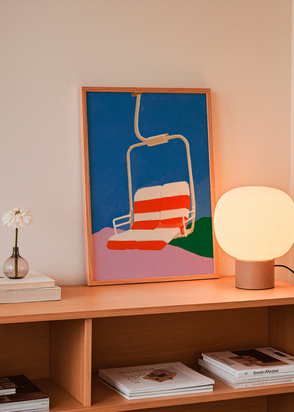 Illustration de télésiège au siège rayé