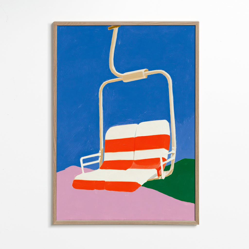 Illustration de télésiège au siège rayé