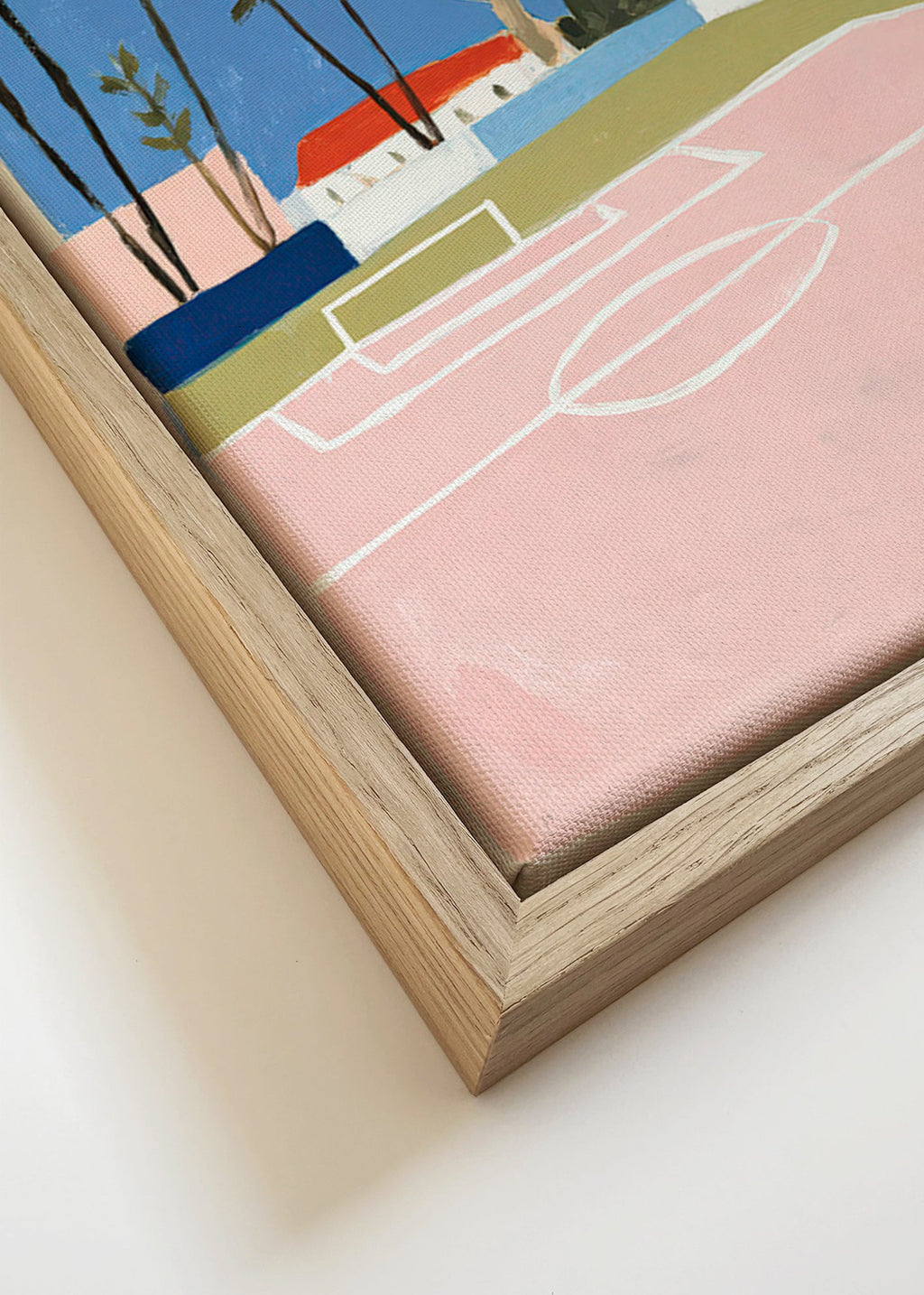 Art sportif avec terrain et palmiers