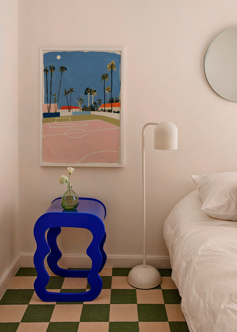 Art sportif avec terrain et palmiers