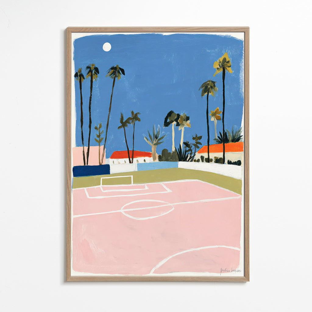 Art sportif avec terrain et palmiers