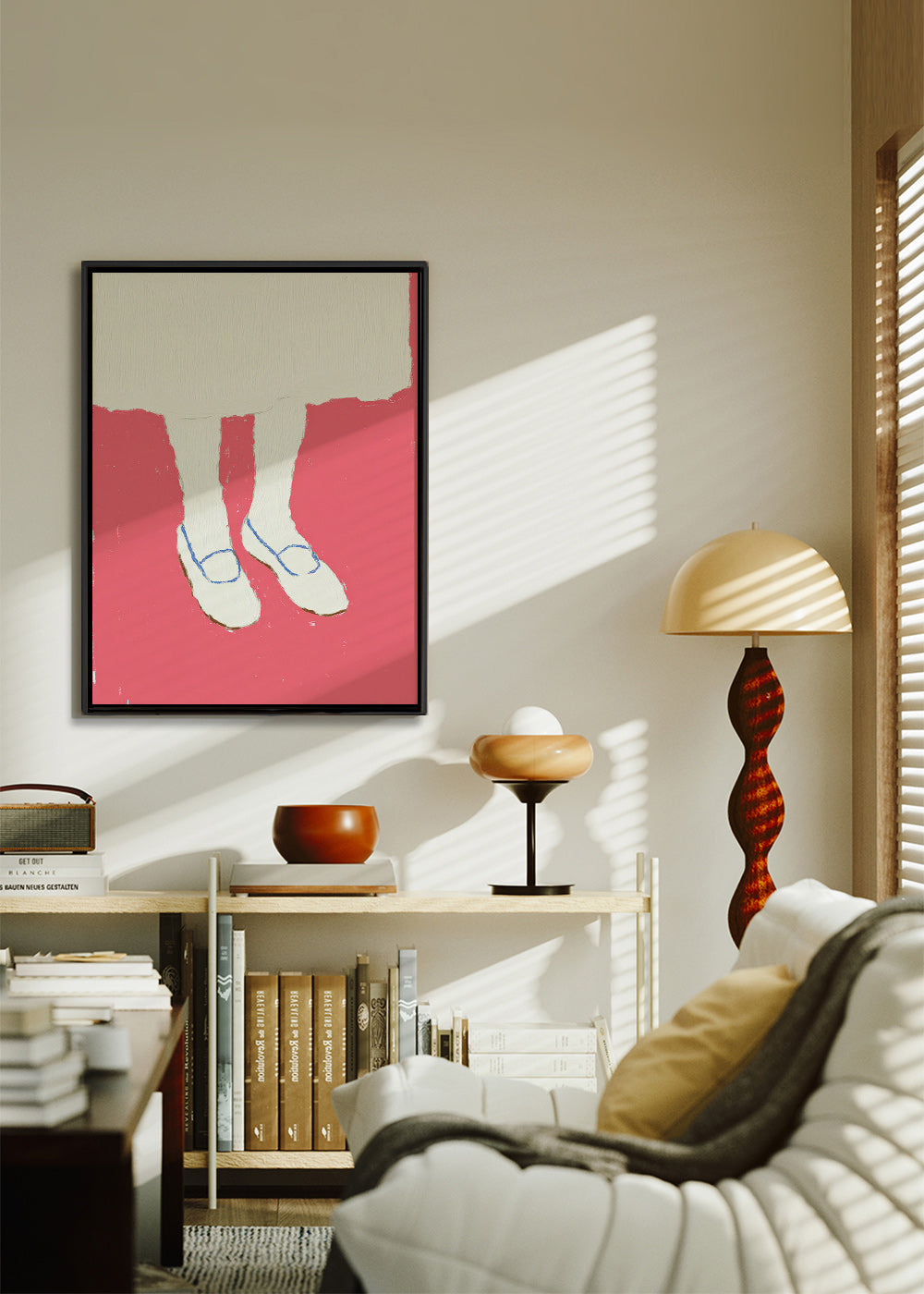 Illustration de jambes aux chaussures roses